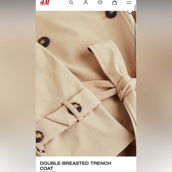 NWT! Beige H&M double breasted trench coat - small - Picture 2 of 5